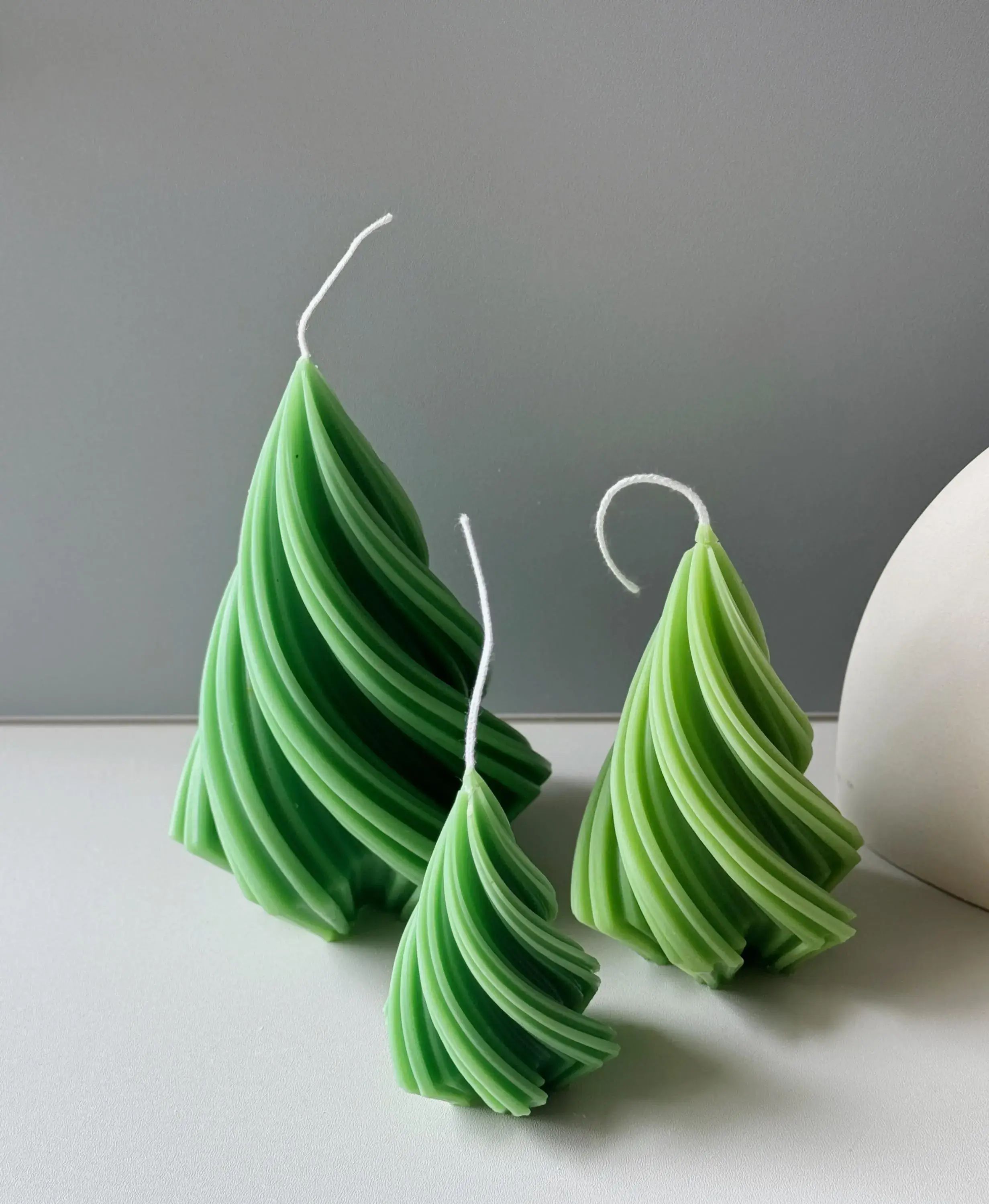 Swirling Christmas Tree Candles | Sculptural Holiday Décor - Image 3