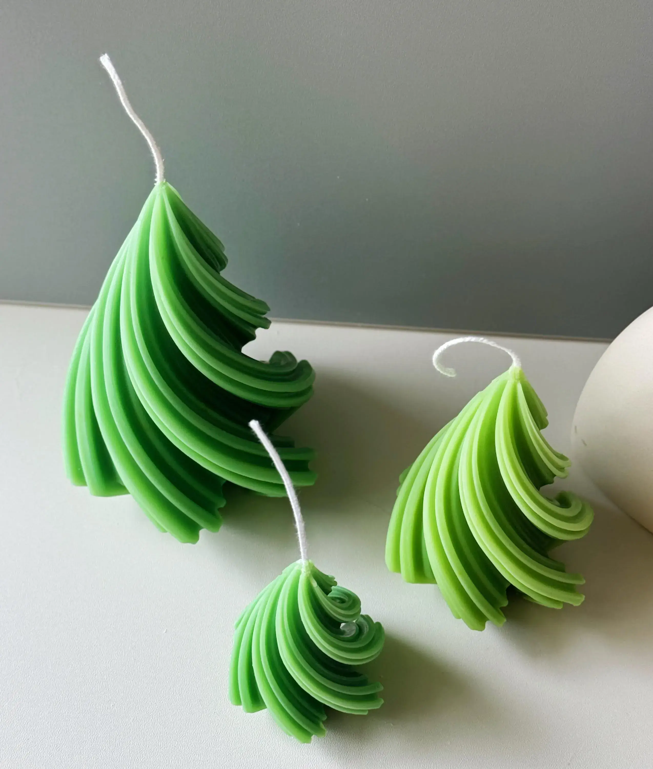 Swirling Christmas Tree Candles | Sculptural Holiday Décor - Image 4