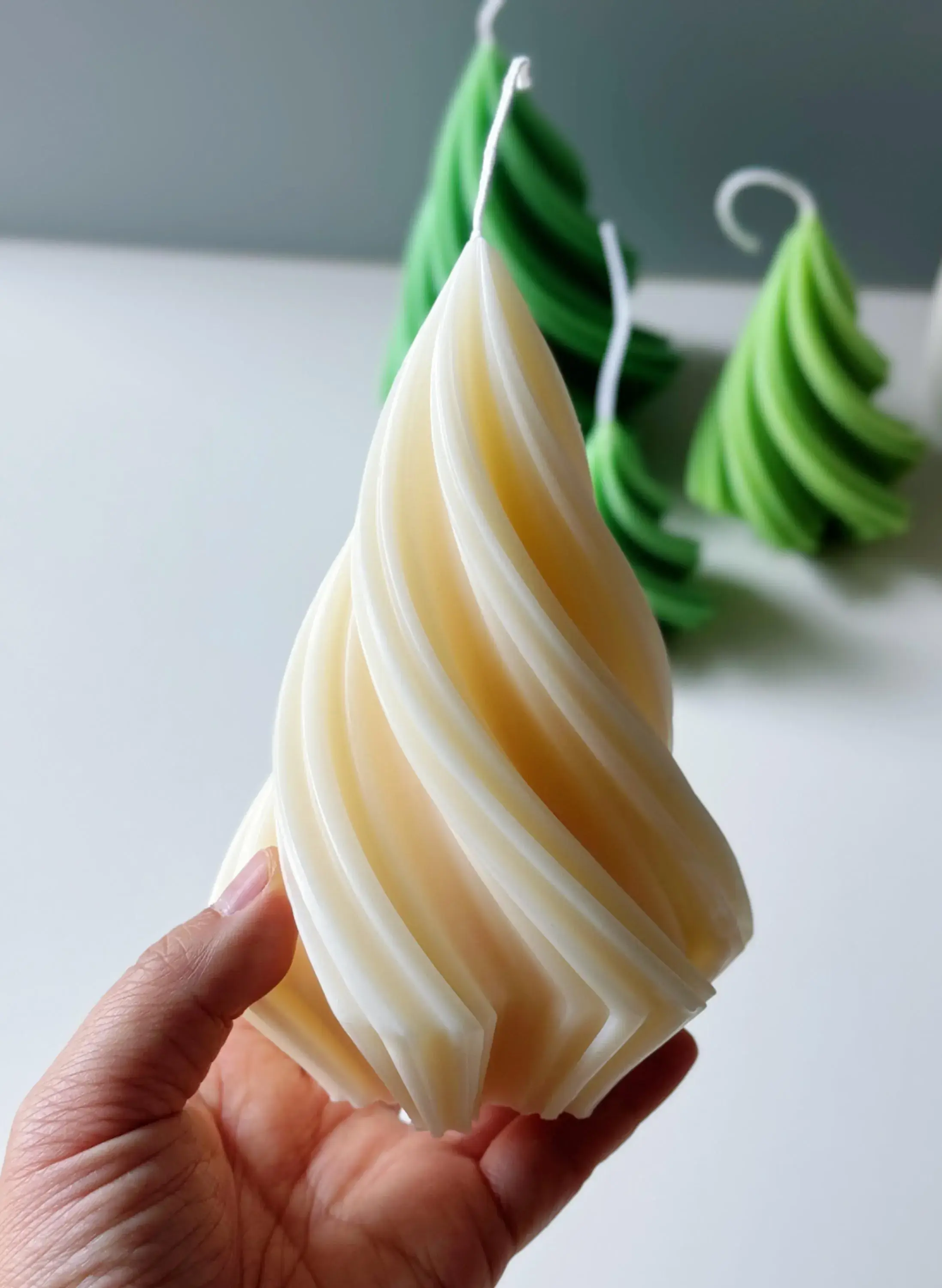 Swirling Christmas Tree Candles | Sculptural Holiday Décor - Image 5