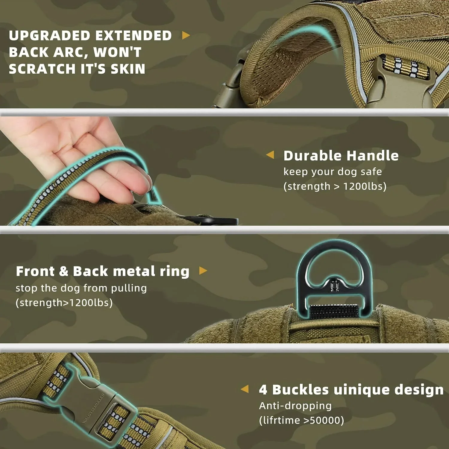 Tactical No-Pull Dog Harness – Adjustable MOLLE Military Vest for Medium & Large Dogs - Image 5
