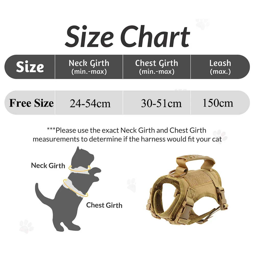 Tactical Puppy Harness Leash Set – Adjustable Military-Style Vest for Small Dogs & Cats, Ideal for Training & Walking - Image 3