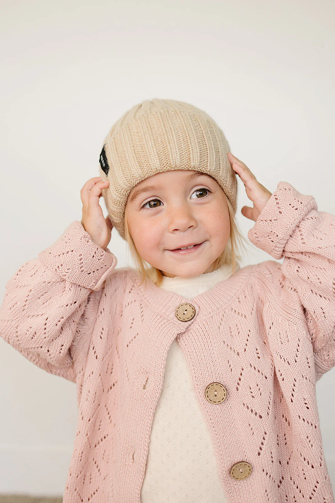 Tan Chunky Knit Beanie - Image 2
