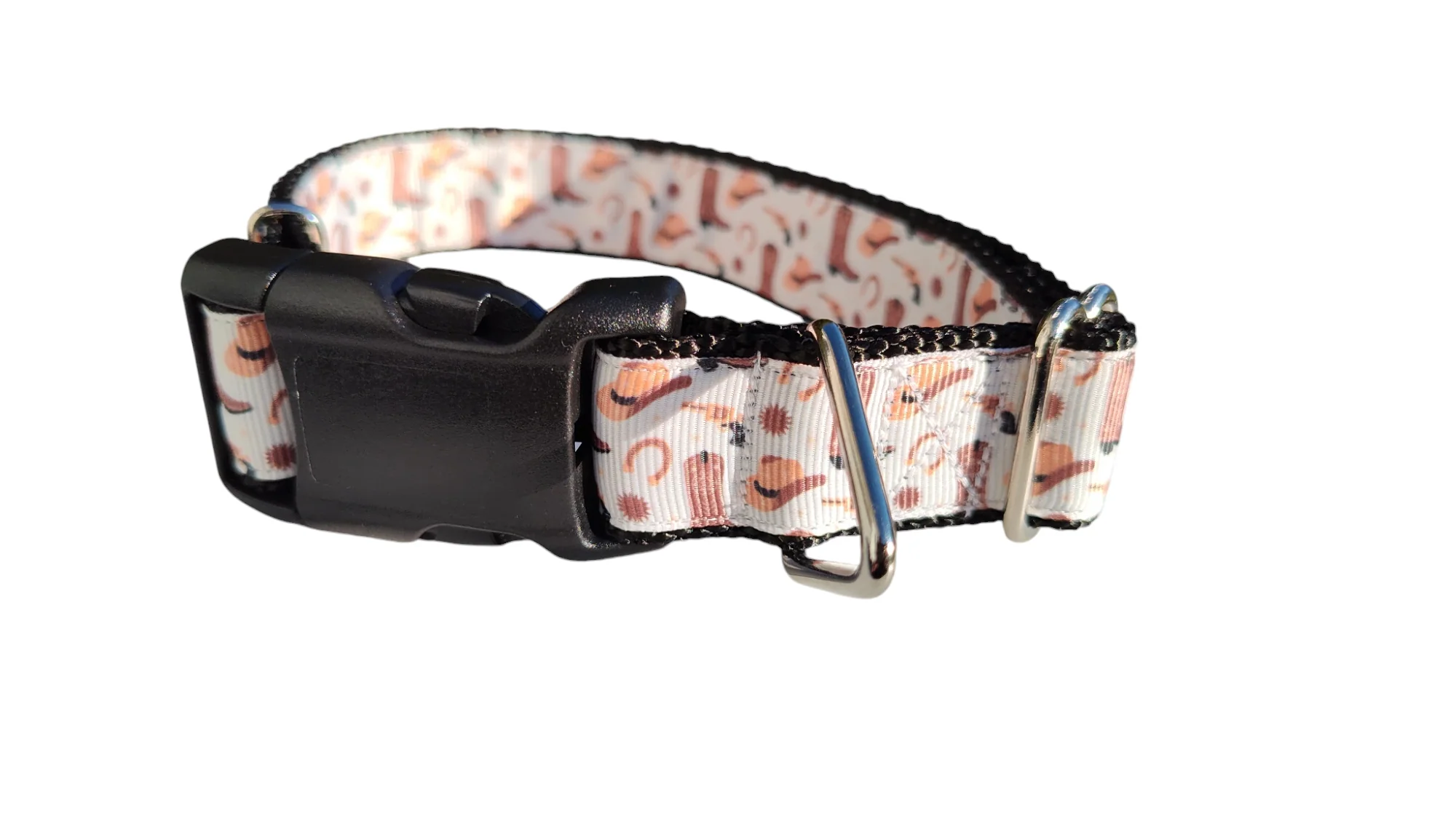 Tan Cowboy Western Wear Nylon Dog Collar - Image 2