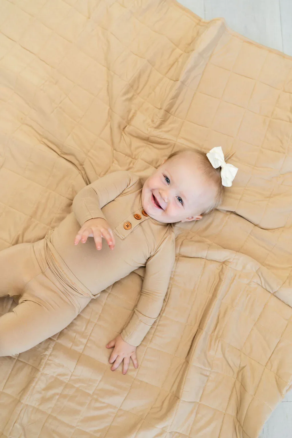 Tan Quilted Bamboo Blanket - Image 3