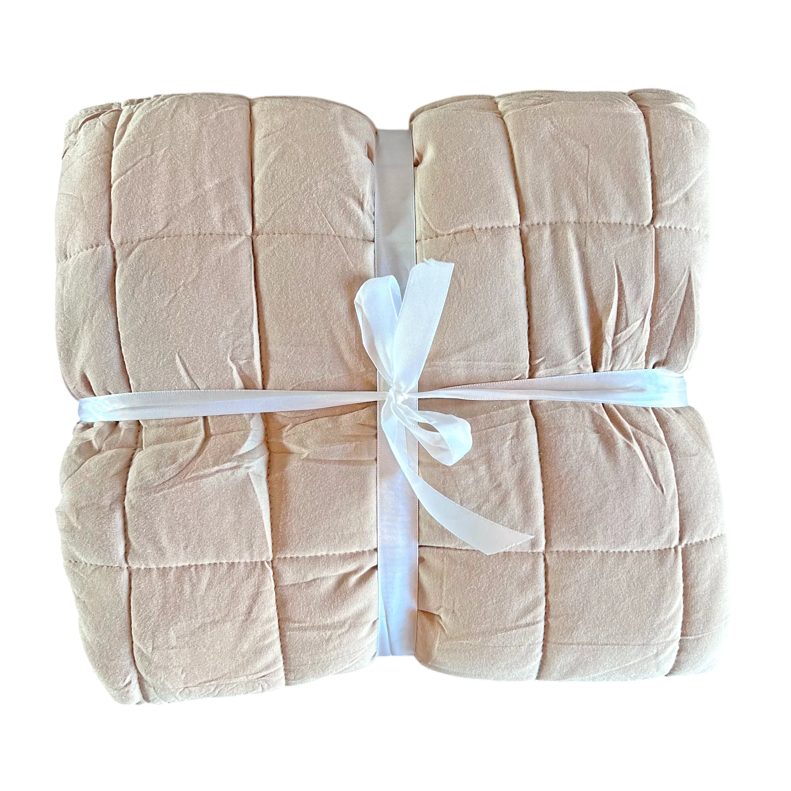 Tan Quilted Bamboo Blanket - Image 4