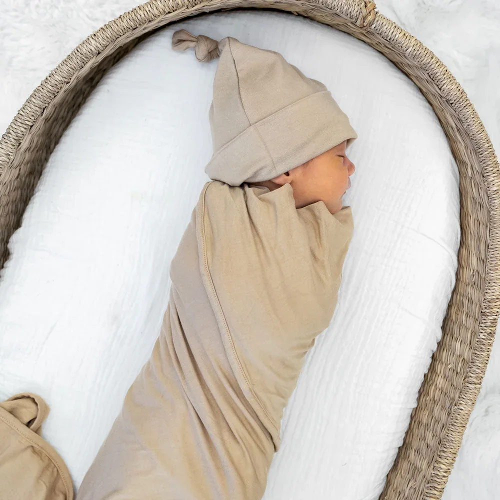 Tan Swaddle + Hat Set - Image 3