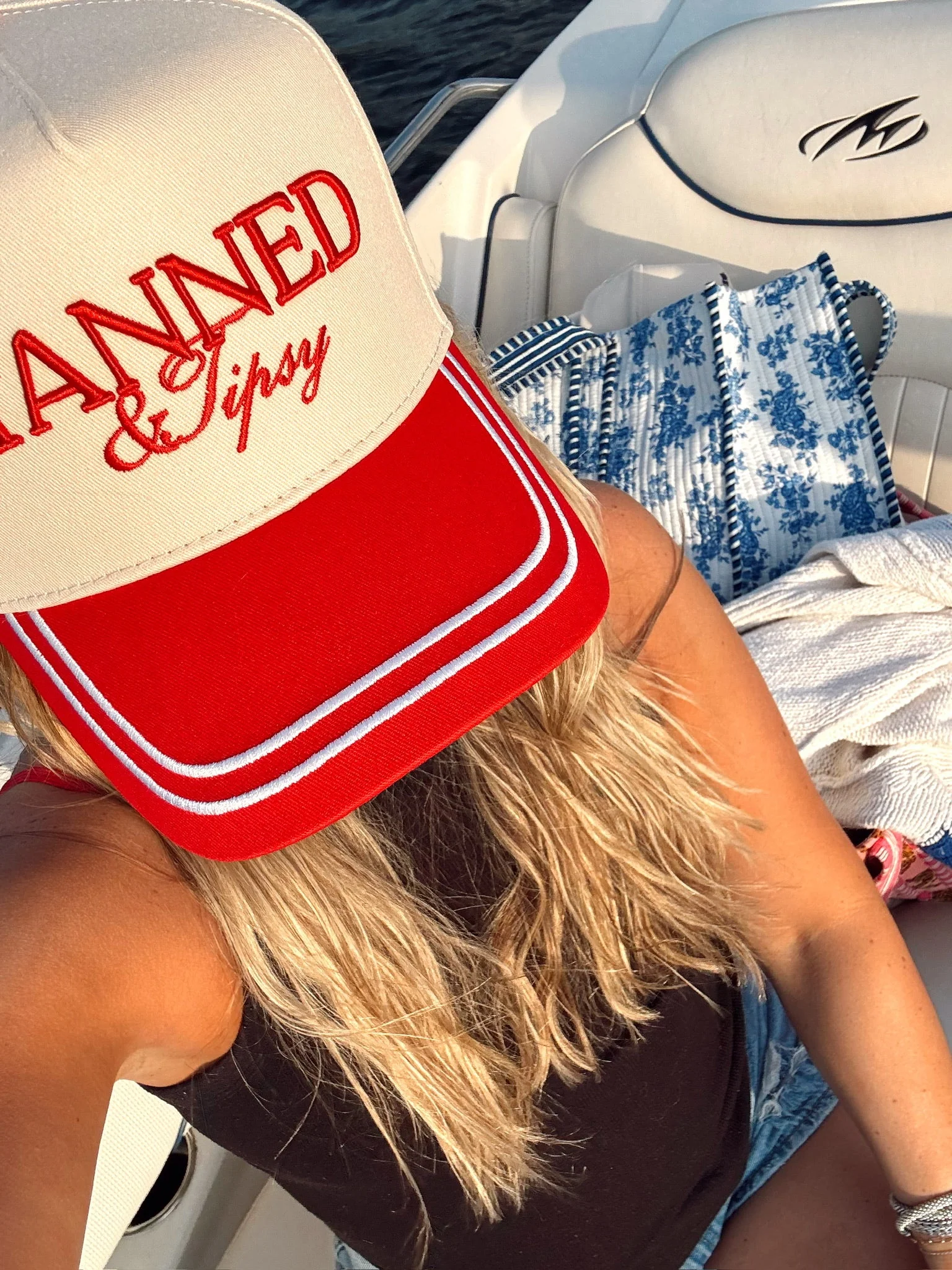 Tanned & Tipsy - Red Vintage Trucker Hat - Image 2