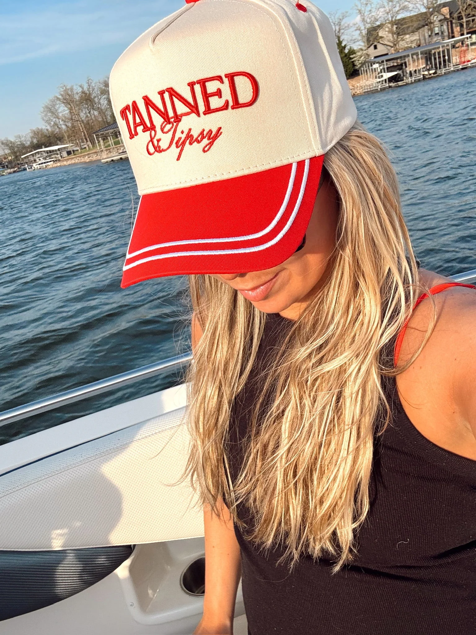 Tanned & Tipsy - Red Vintage Trucker Hat - Image 5
