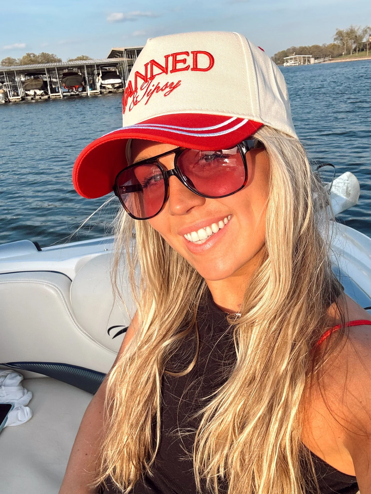 Tanned & Tipsy - Red Vintage Trucker Hat - Image 7
