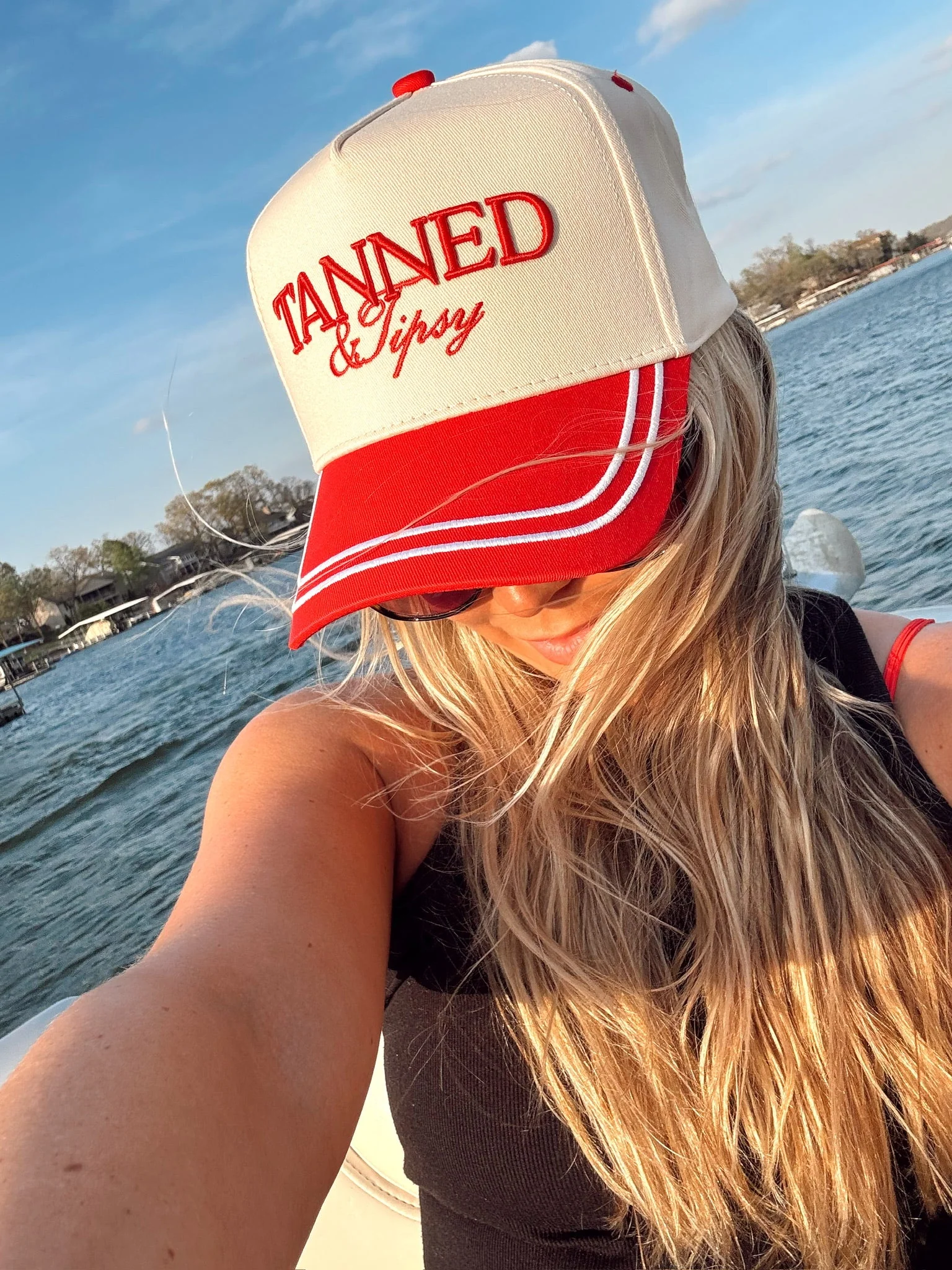 Tanned & Tipsy - Red Vintage Trucker Hat - Image 8