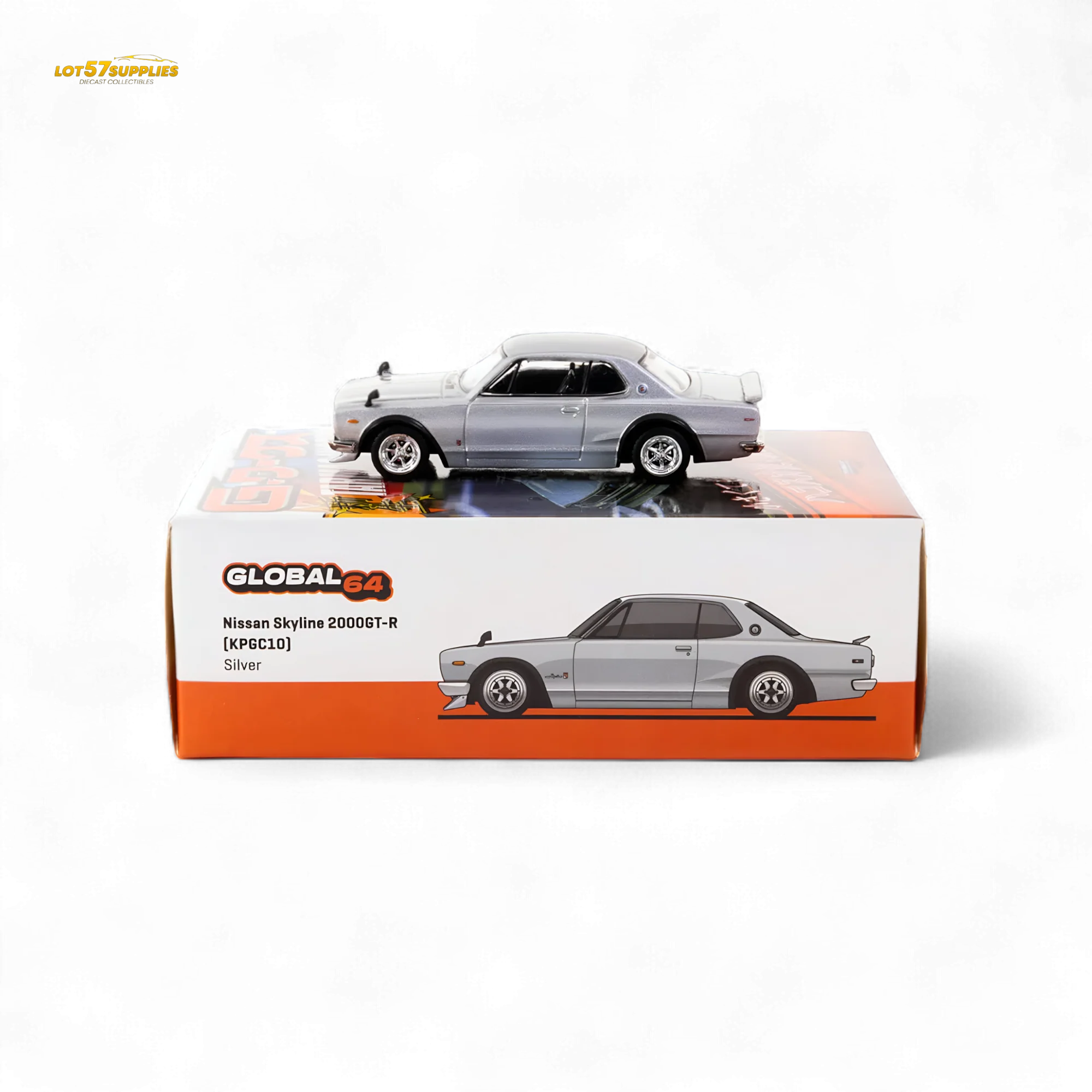 Tarmac Works Nissan Skyline 2000 GT-R Silver 1:64 - Image 3