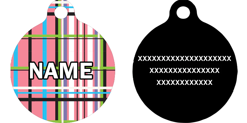 Tartan Plaid Pink HD Dog ID Tag - Image 2