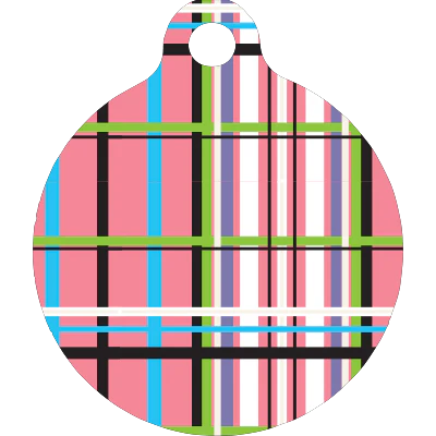Tartan Plaid Pink HD Dog ID Tag - Image 3