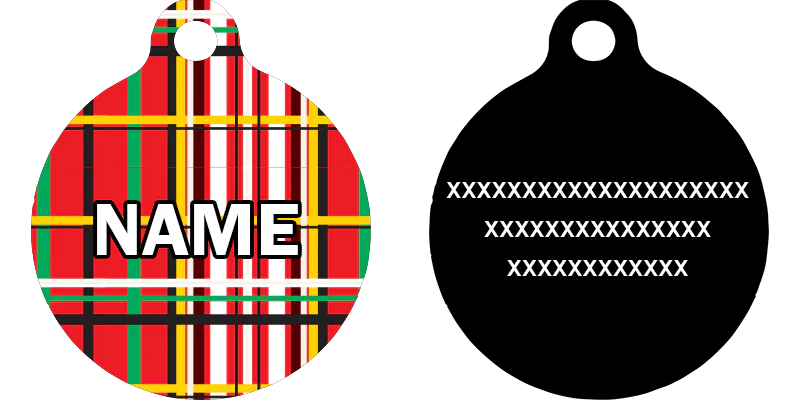 Tartan Plaid Red HD Dog ID Tag - Image 2