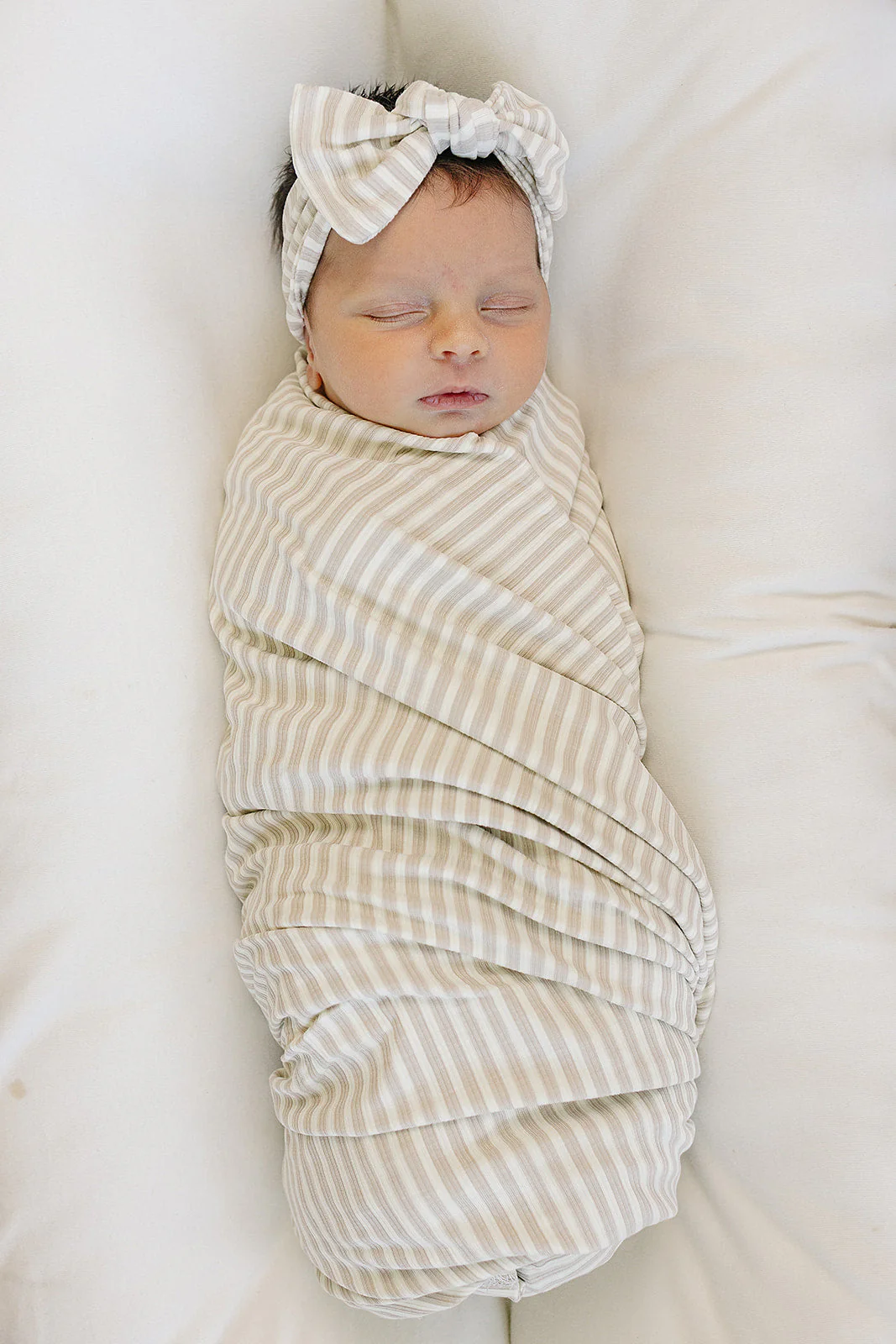 Taupe Stripe Ribbed Bamboo Head Wrap - Image 4