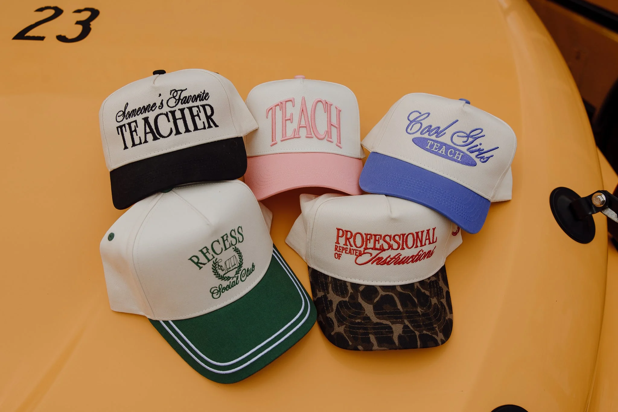 TEACH - Pink Vintage Trucker Hat - Image 10