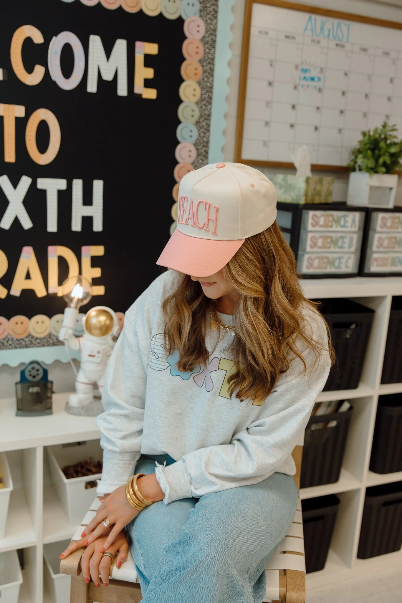 TEACH - Pink Vintage Trucker Hat - Image 7