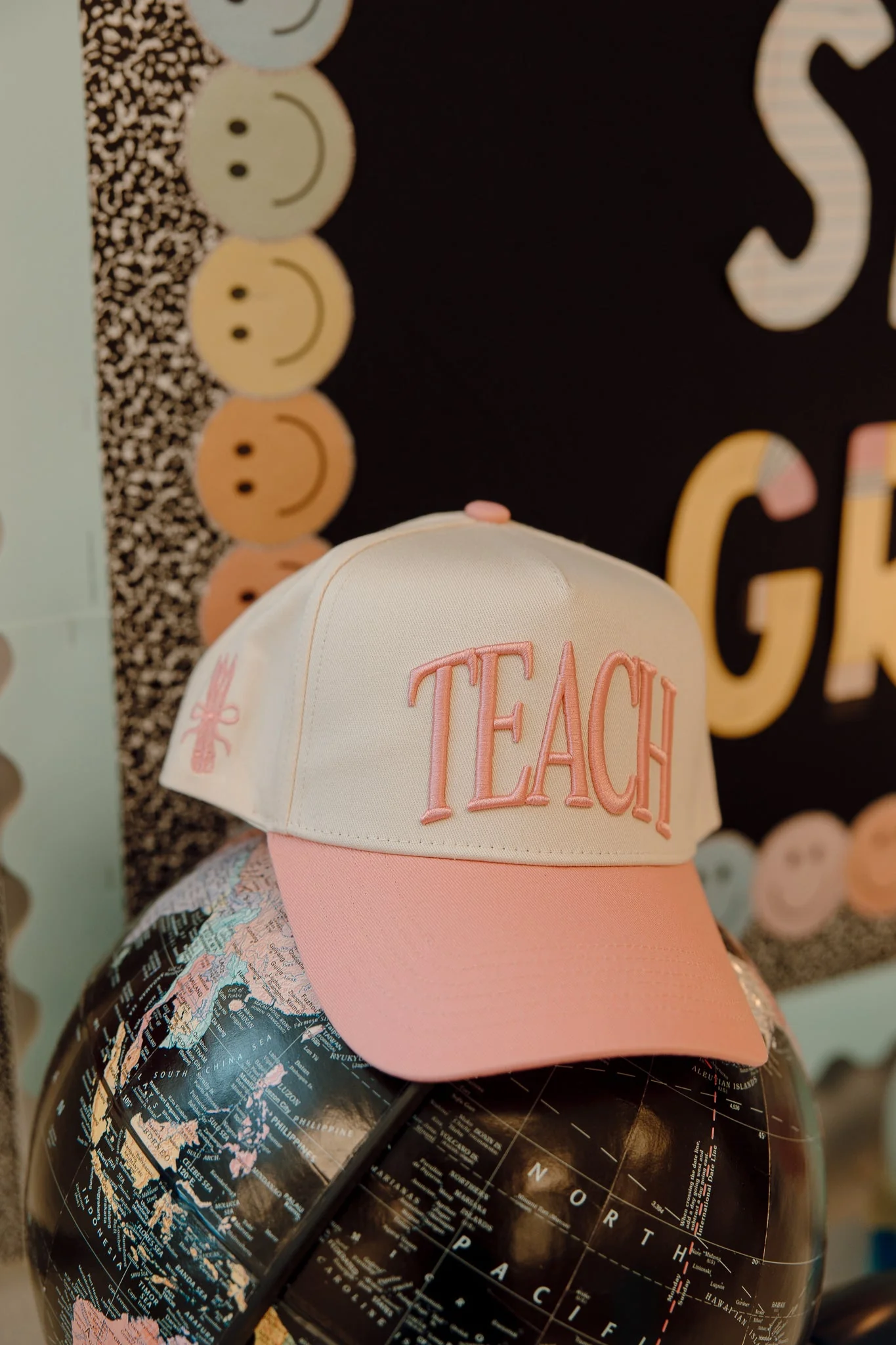 TEACH - Pink Vintage Trucker Hat - Image 8