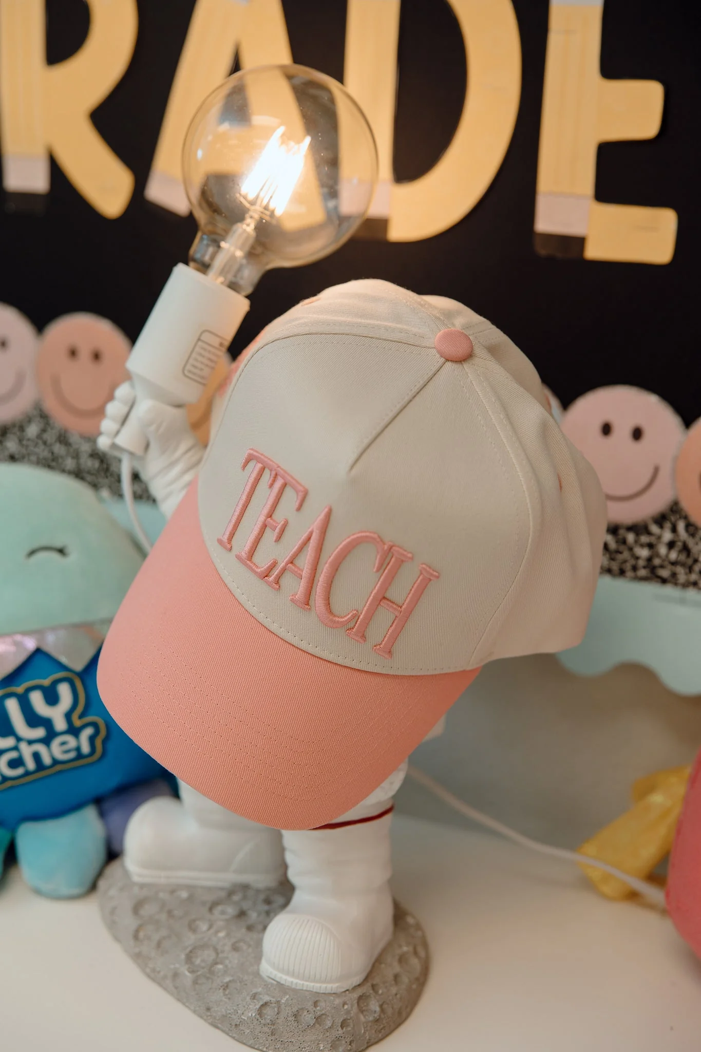 TEACH - Pink Vintage Trucker Hat - Image 9