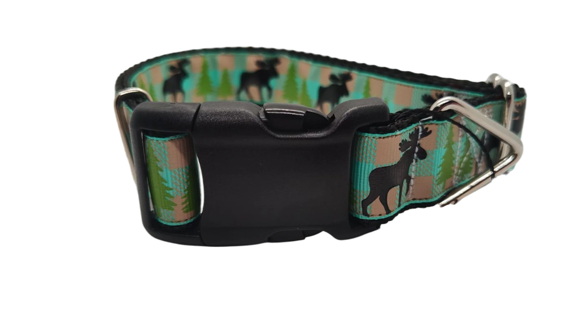 Teal Moose Nylon Dog Collar - Image 2