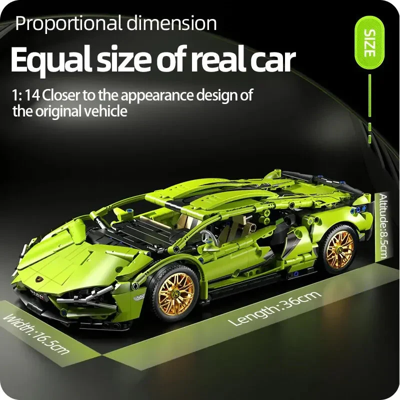 Technical Racing Sport Car 1280PCS Model Building Blocks City Mechanical Speed Vehicle Supercar Brick Puzzle Toys Kid Adult Gift - Image 6