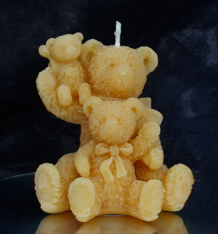 Teddy Bear Family Beeswax Candle - Image 2