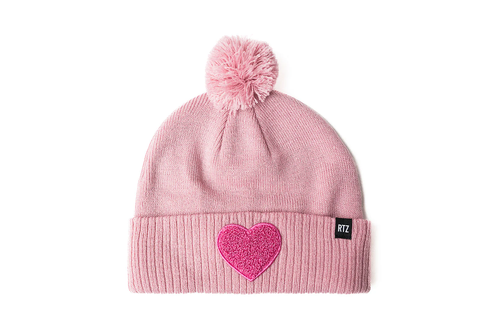 Terry Heart Patch Pom Pom Hat - Image 2
