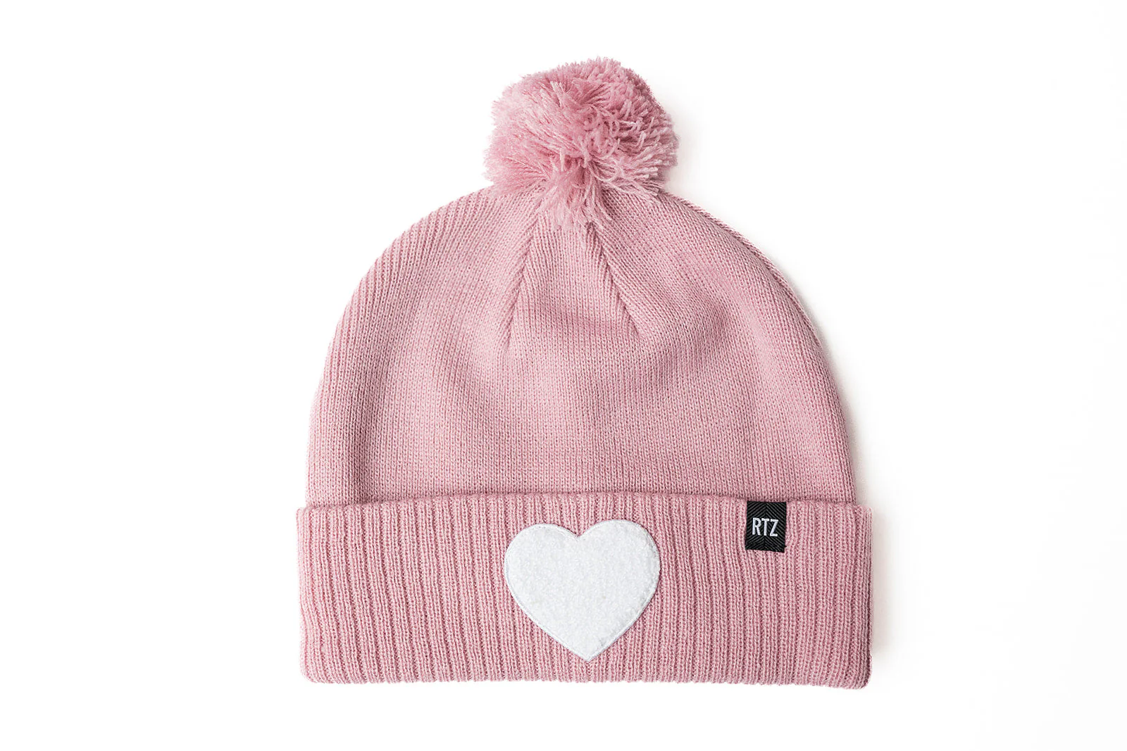 Terry Heart Patch Pom Pom Hat - Image 3