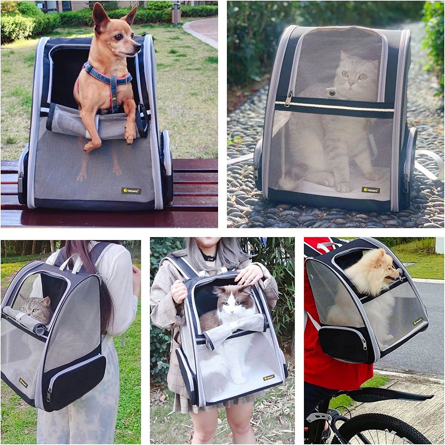 Texsens Innovative Traveler Bubble Backpack Pet Carriers for Cats and Dogs (Black) - Image 6