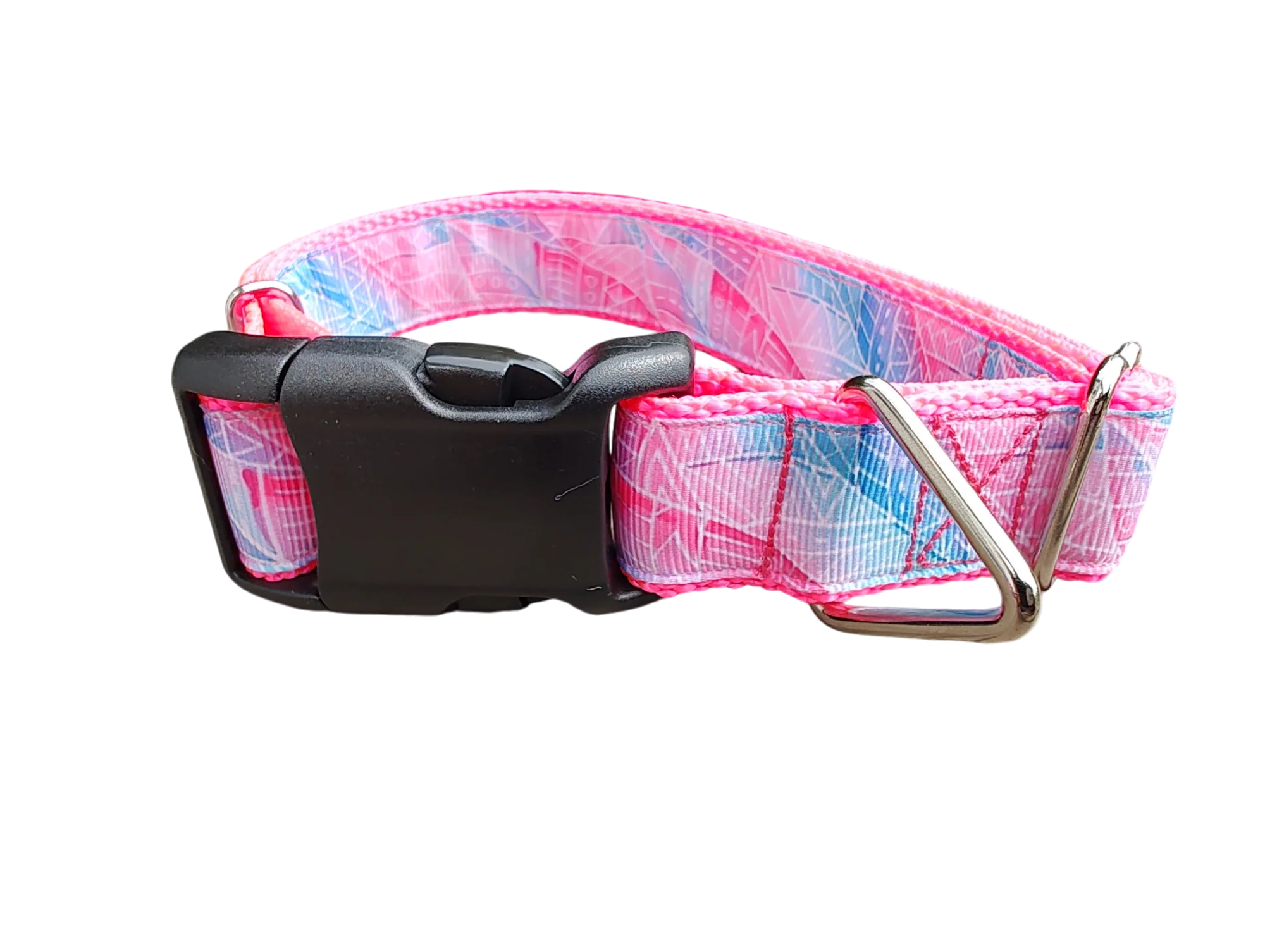 Textured Pink Leaves Nylon Dog Collar - Image 2