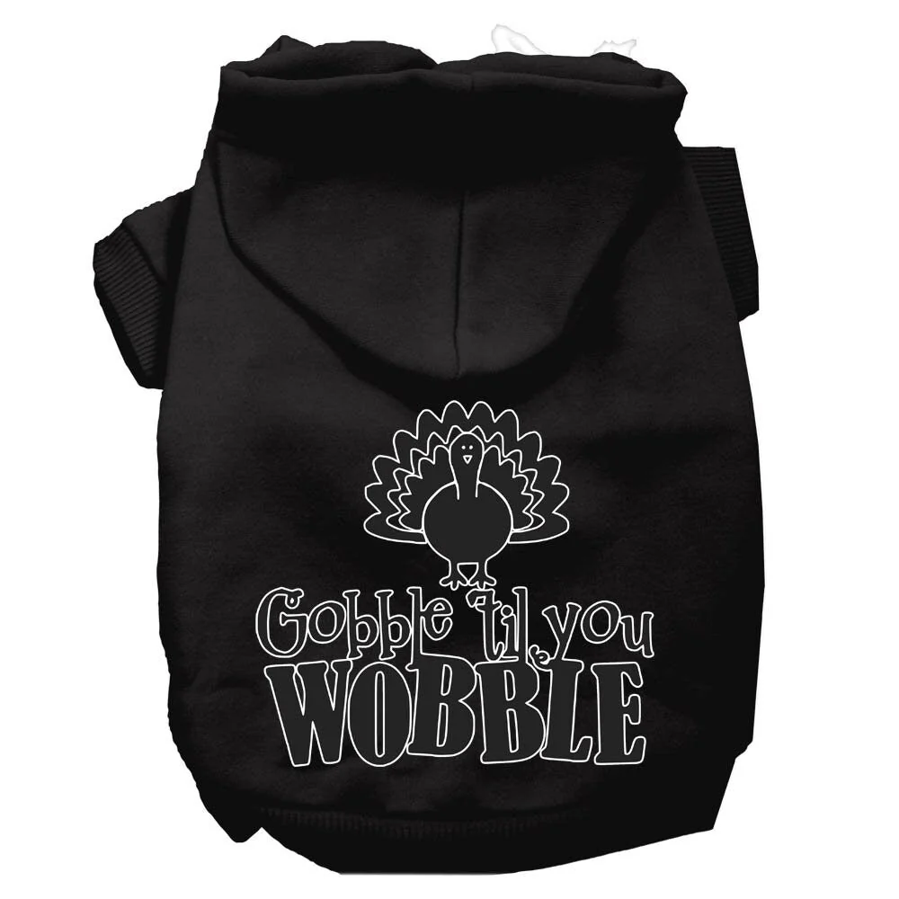 Thanksgiving Pet, Dog and Cat Hoodie Screen Printed, "Gobble 'Til You Wobble" - Image 3