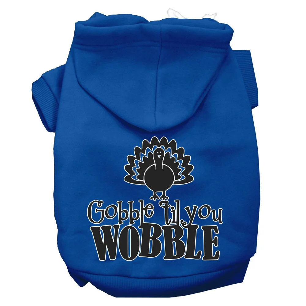Thanksgiving Pet, Dog and Cat Hoodie Screen Printed, "Gobble 'Til You Wobble" - Image 4