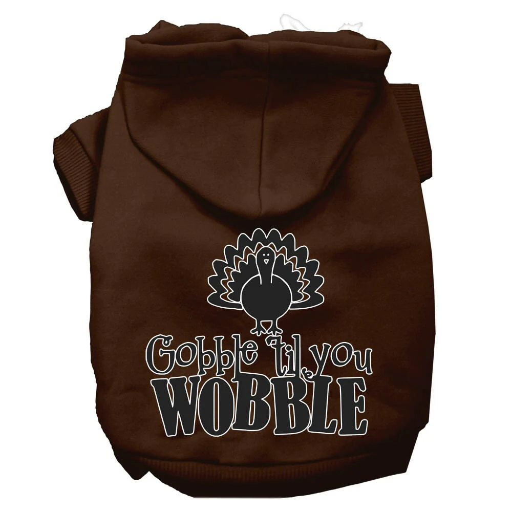 Thanksgiving Pet, Dog and Cat Hoodie Screen Printed, "Gobble 'Til You Wobble" - Image 5