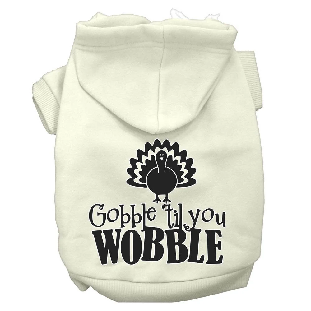 Thanksgiving Pet, Dog and Cat Hoodie Screen Printed, "Gobble 'Til You Wobble" - Image 6