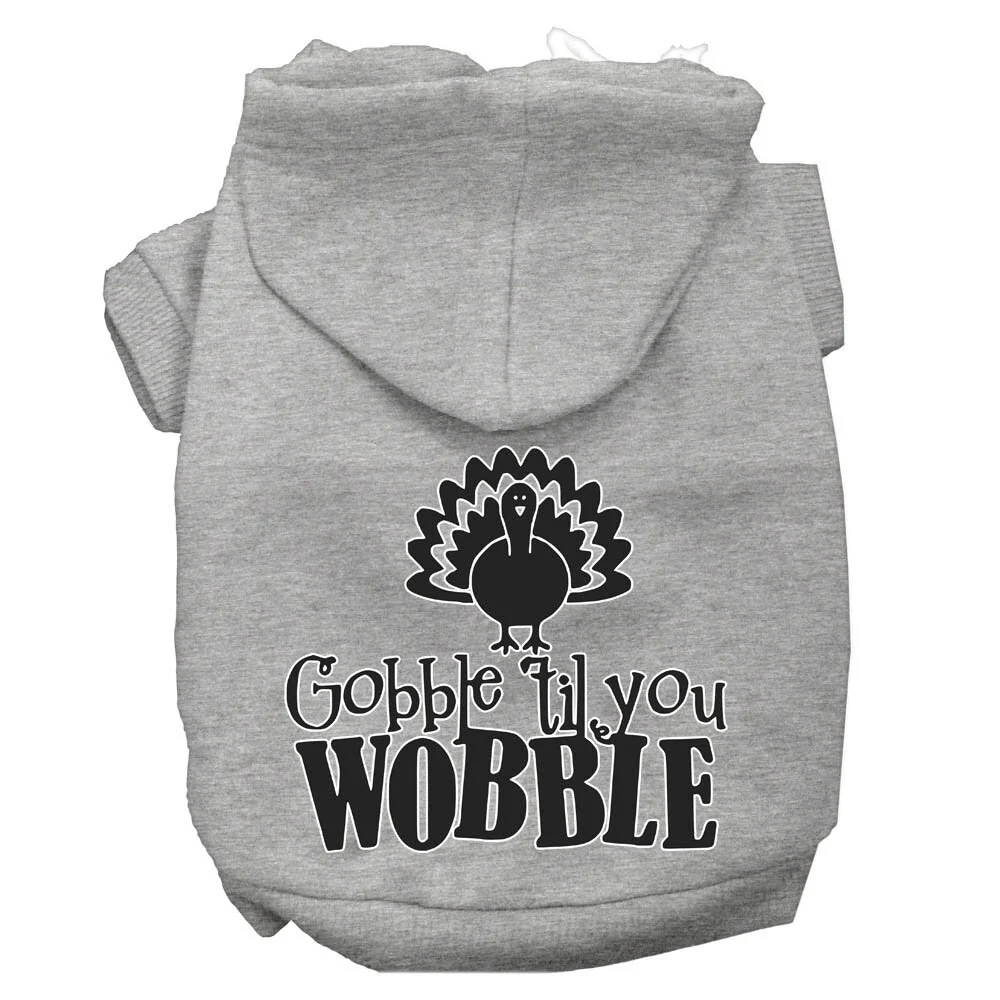Thanksgiving Pet, Dog and Cat Hoodie Screen Printed, "Gobble 'Til You Wobble" - Image 7