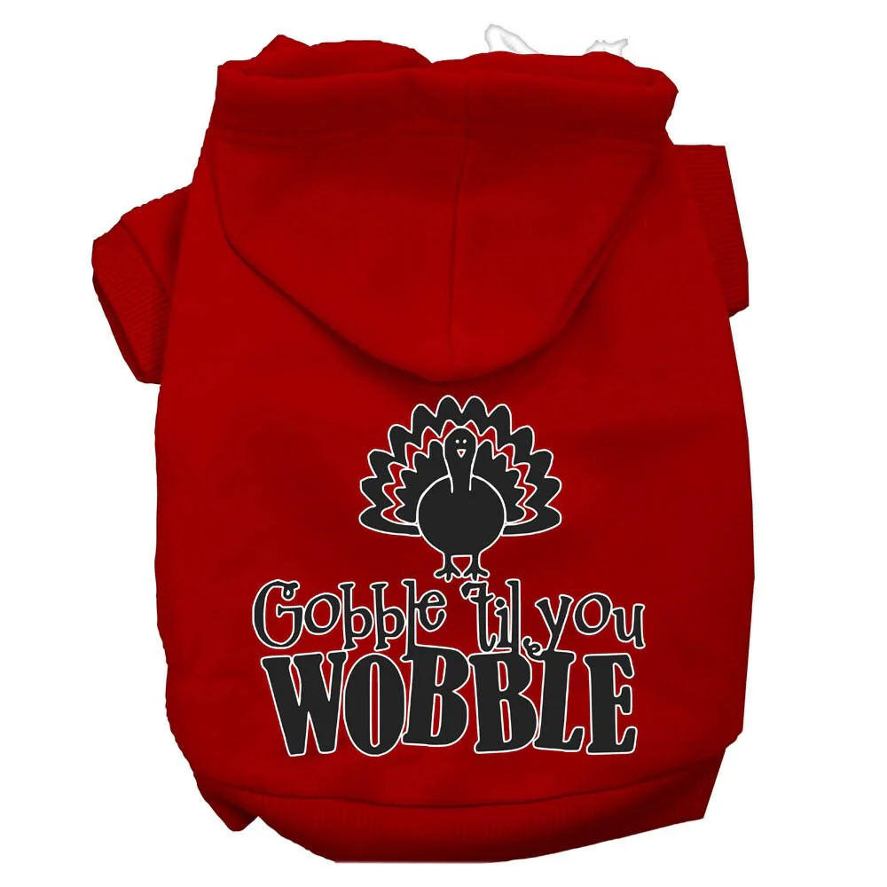 Thanksgiving Pet, Dog and Cat Hoodie Screen Printed, "Gobble 'Til You Wobble" - Image 8