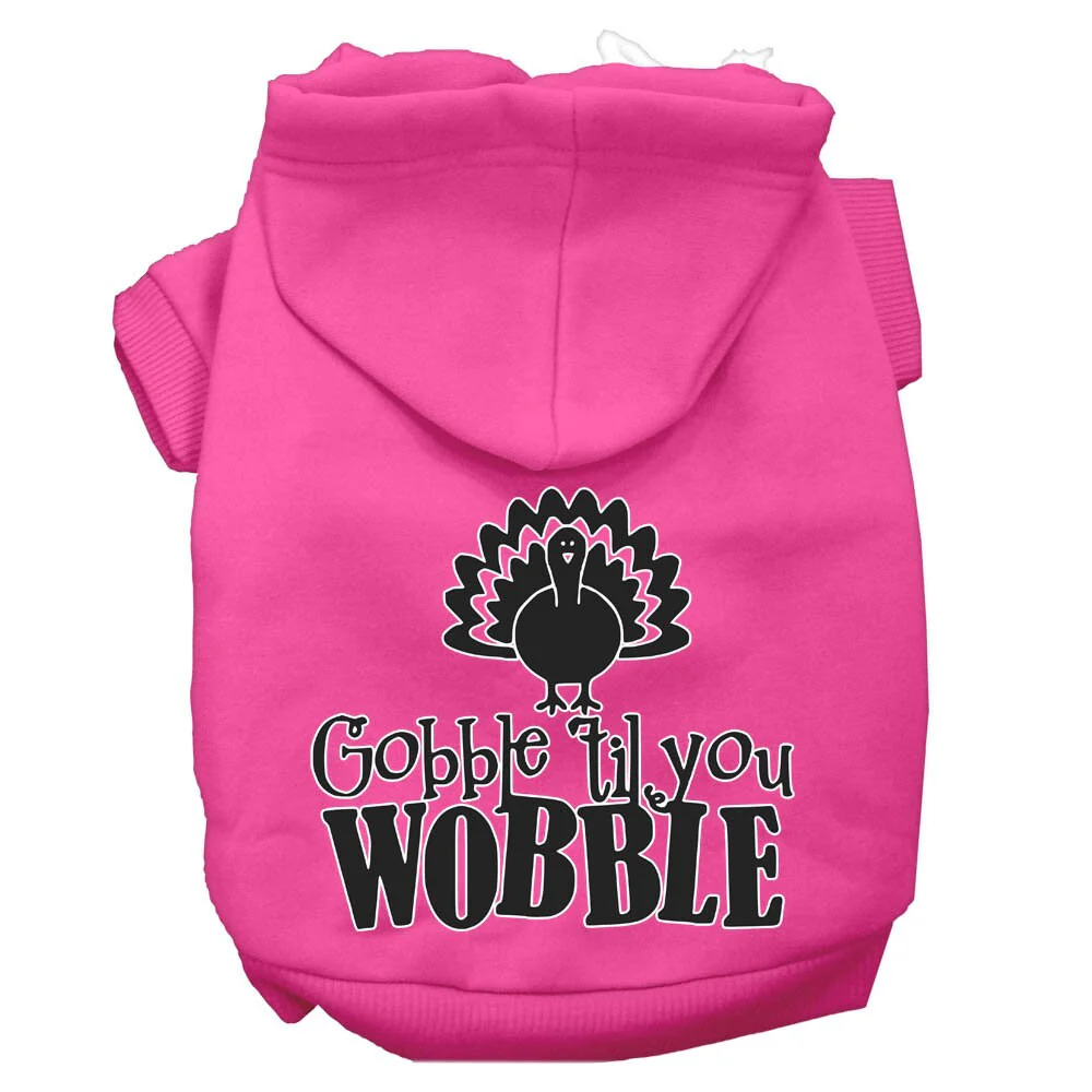 Thanksgiving Pet, Dog and Cat Hoodie Screen Printed, "Gobble 'Til You Wobble" - Image 9