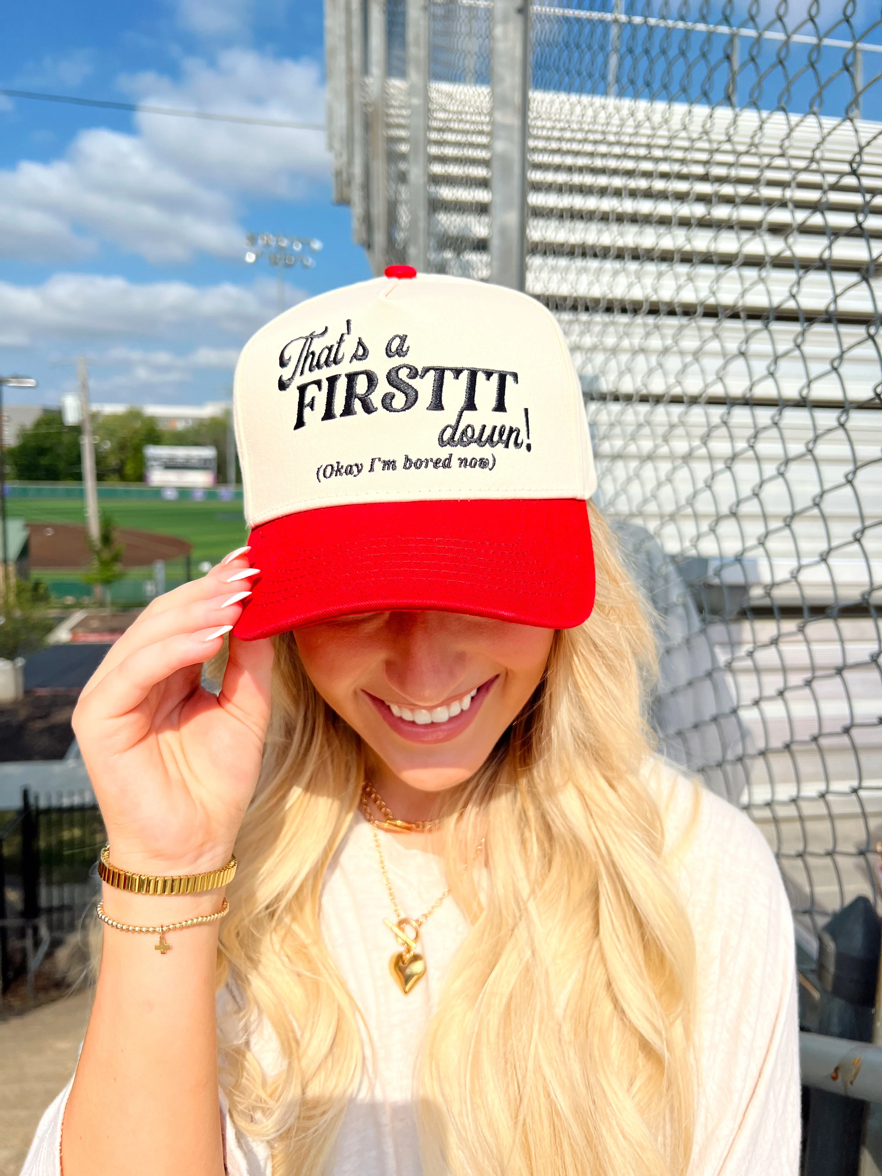 That's a Firstttt Down Vintage Trucker Hat - Red - Image 2