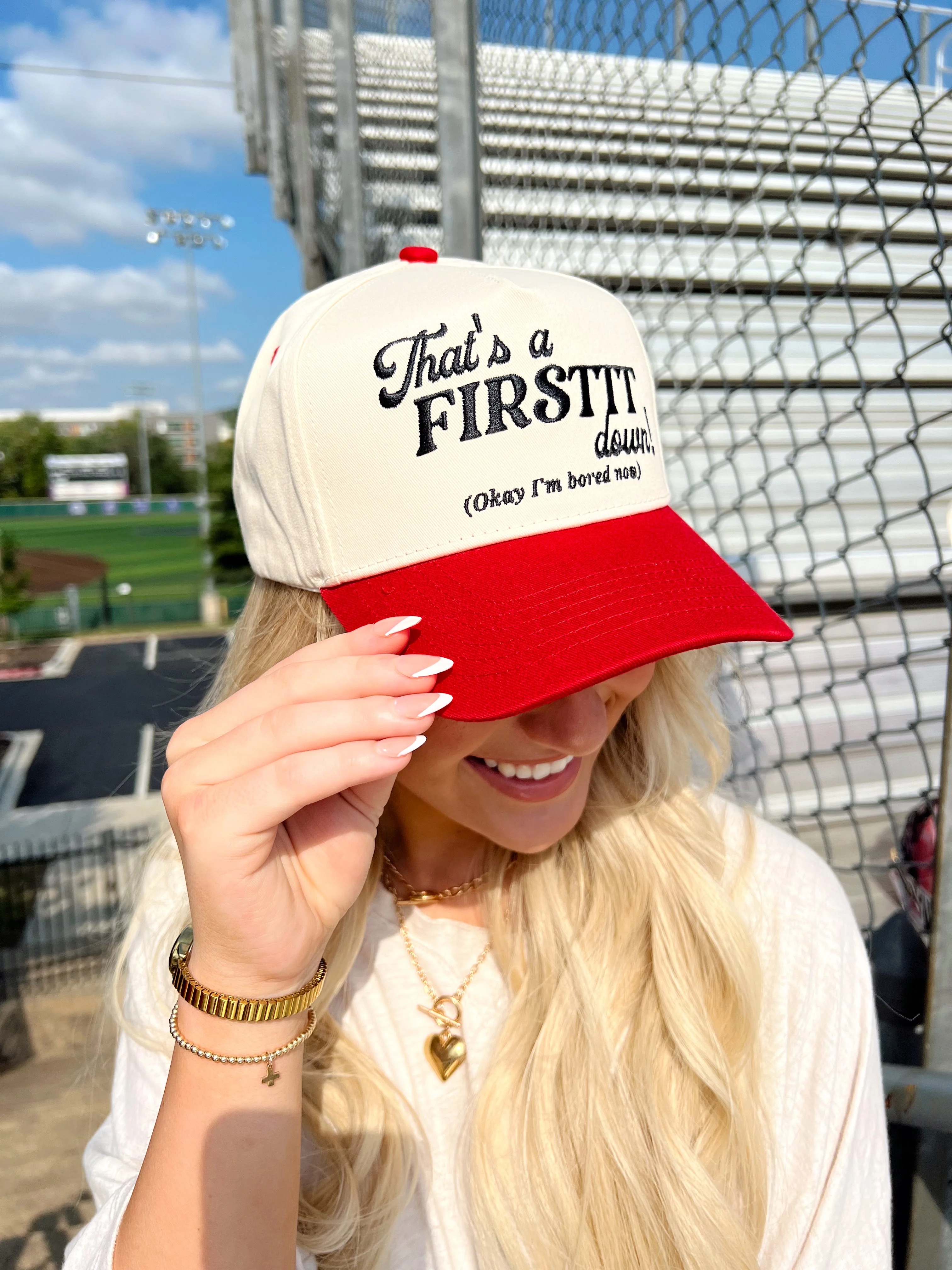 That's a Firstttt Down Vintage Trucker Hat - Red - Image 3