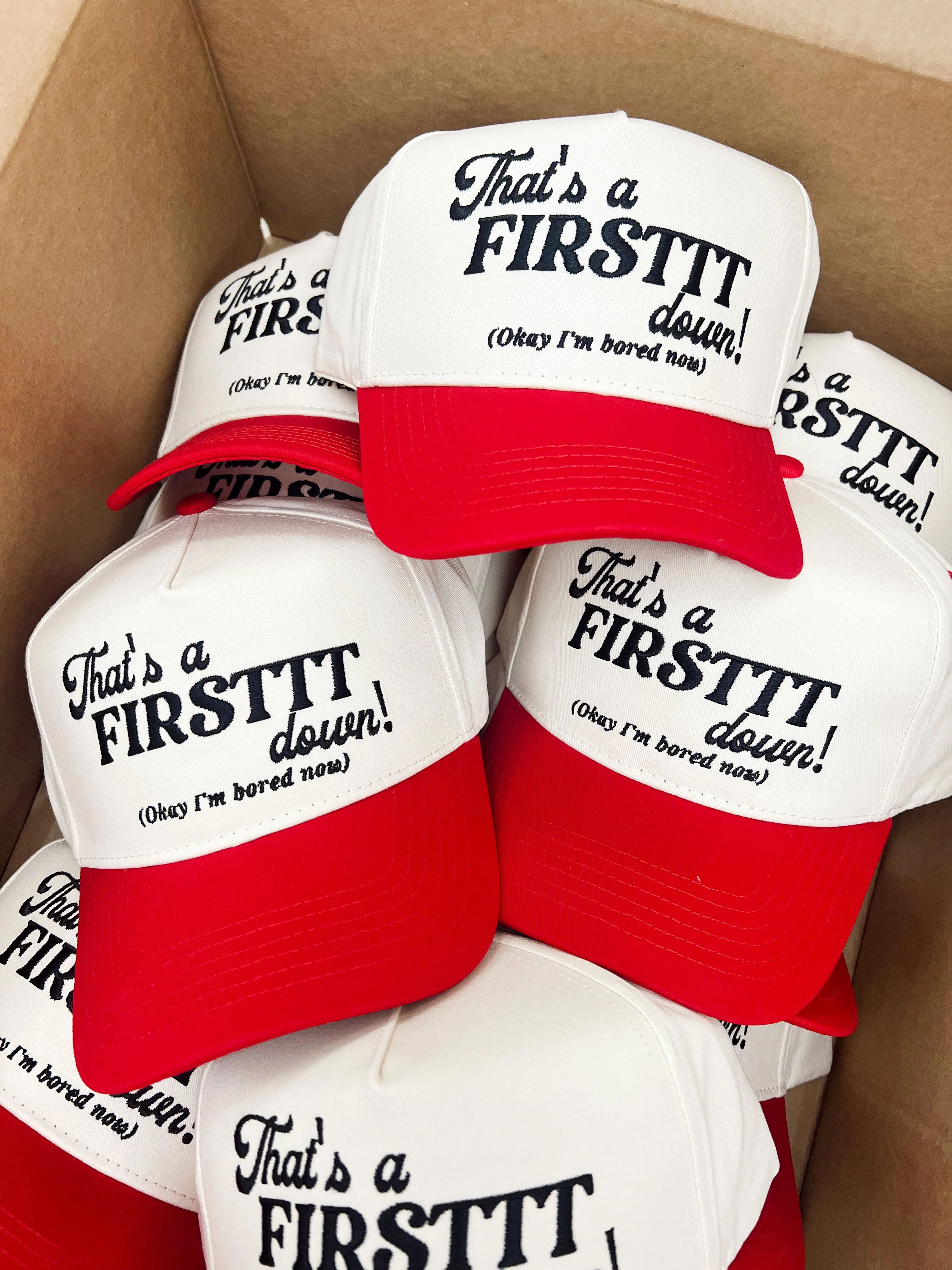 That's a Firstttt Down Vintage Trucker Hat - Red - Image 6