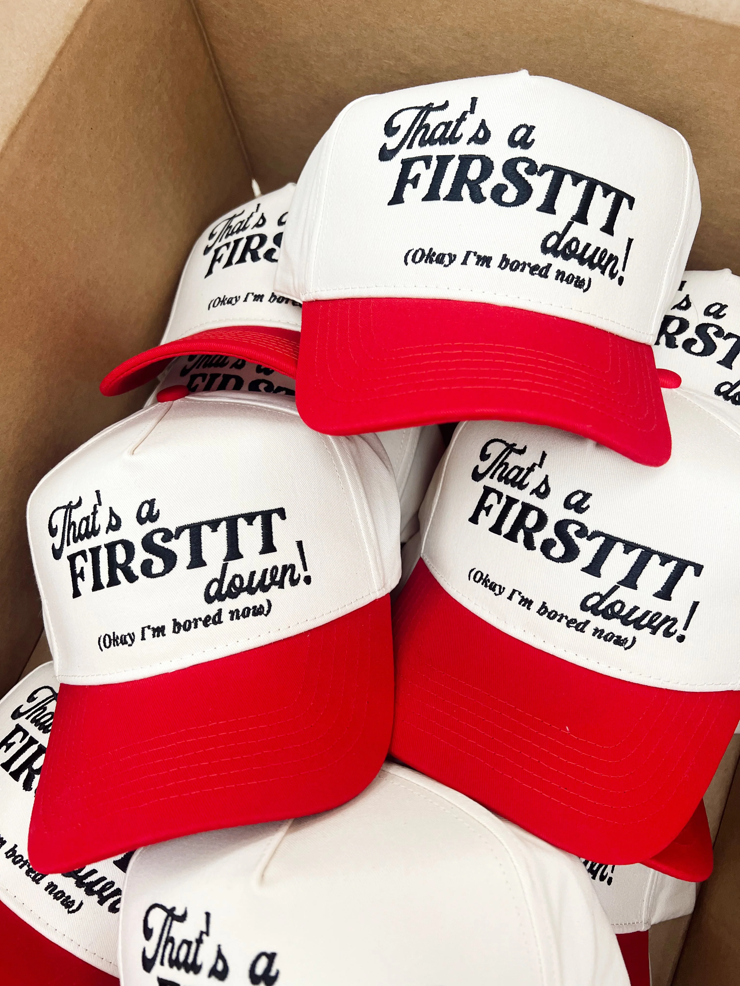 That's a Firstttt Down Vintage Trucker Hat - Red - Image 7