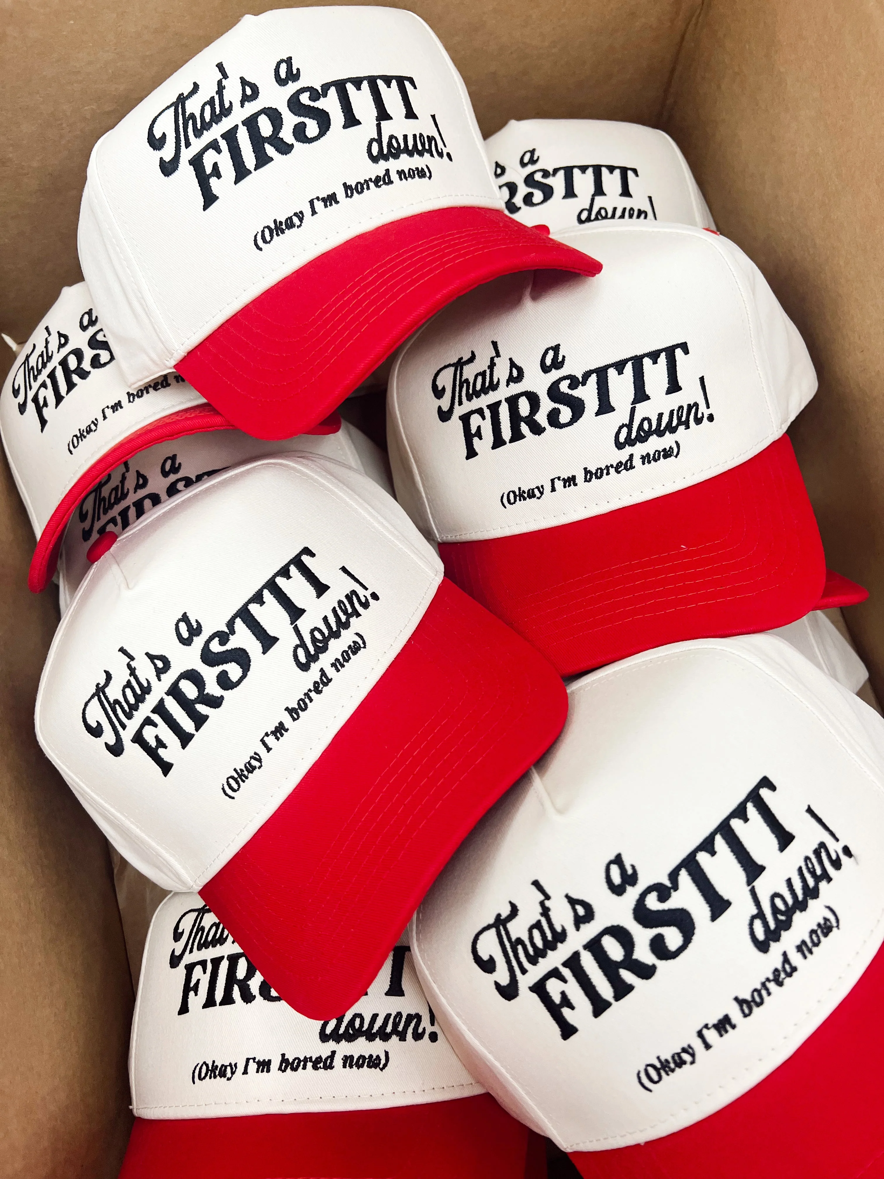 That's a Firstttt Down Vintage Trucker Hat - Red - Image 8