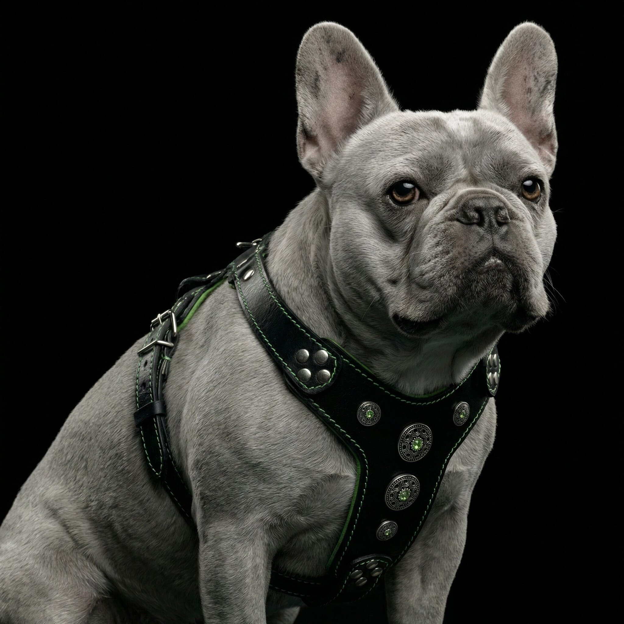 The ''Bijou'' harness Black & Green Small to Medium Size - Image 2