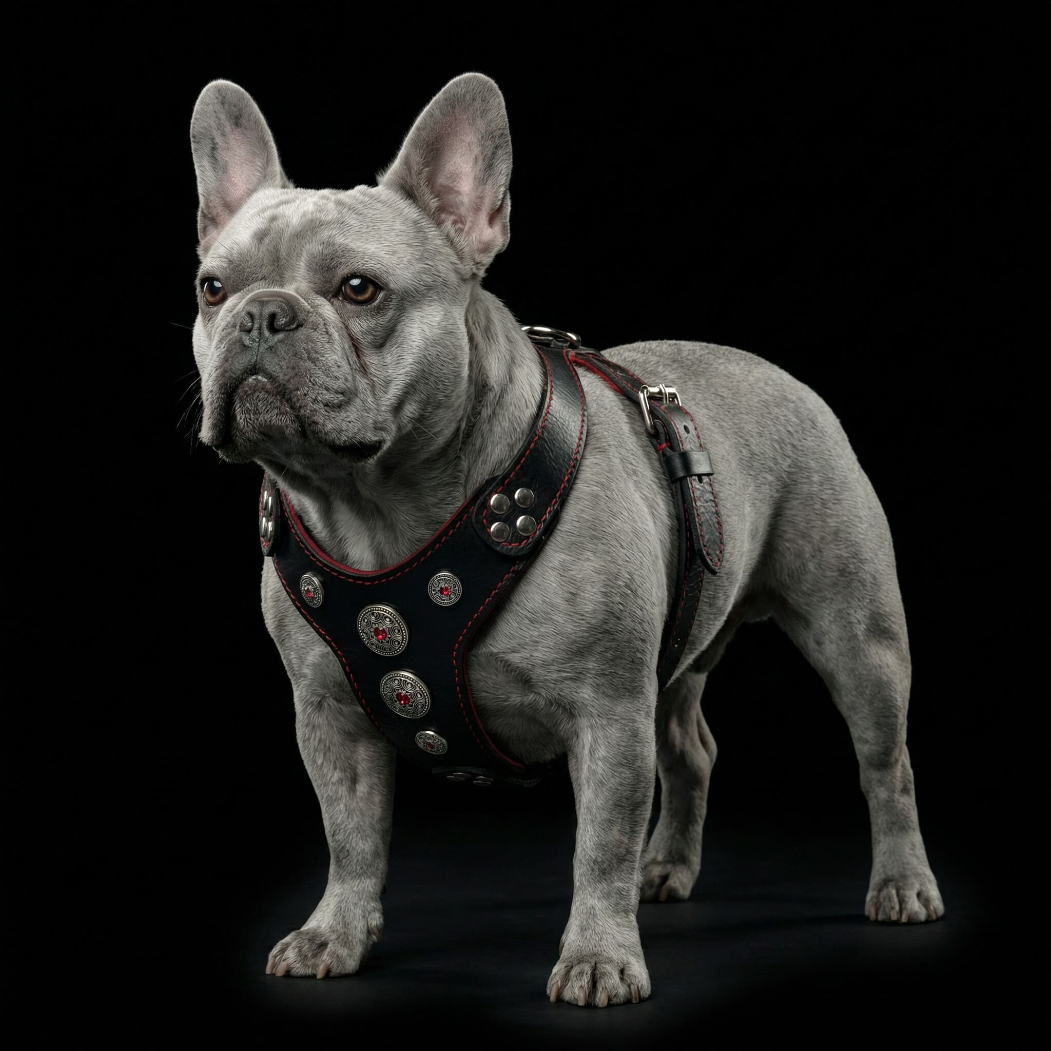 The ''Bijou'' harness Black & Red Small to Medium Size - Image 2