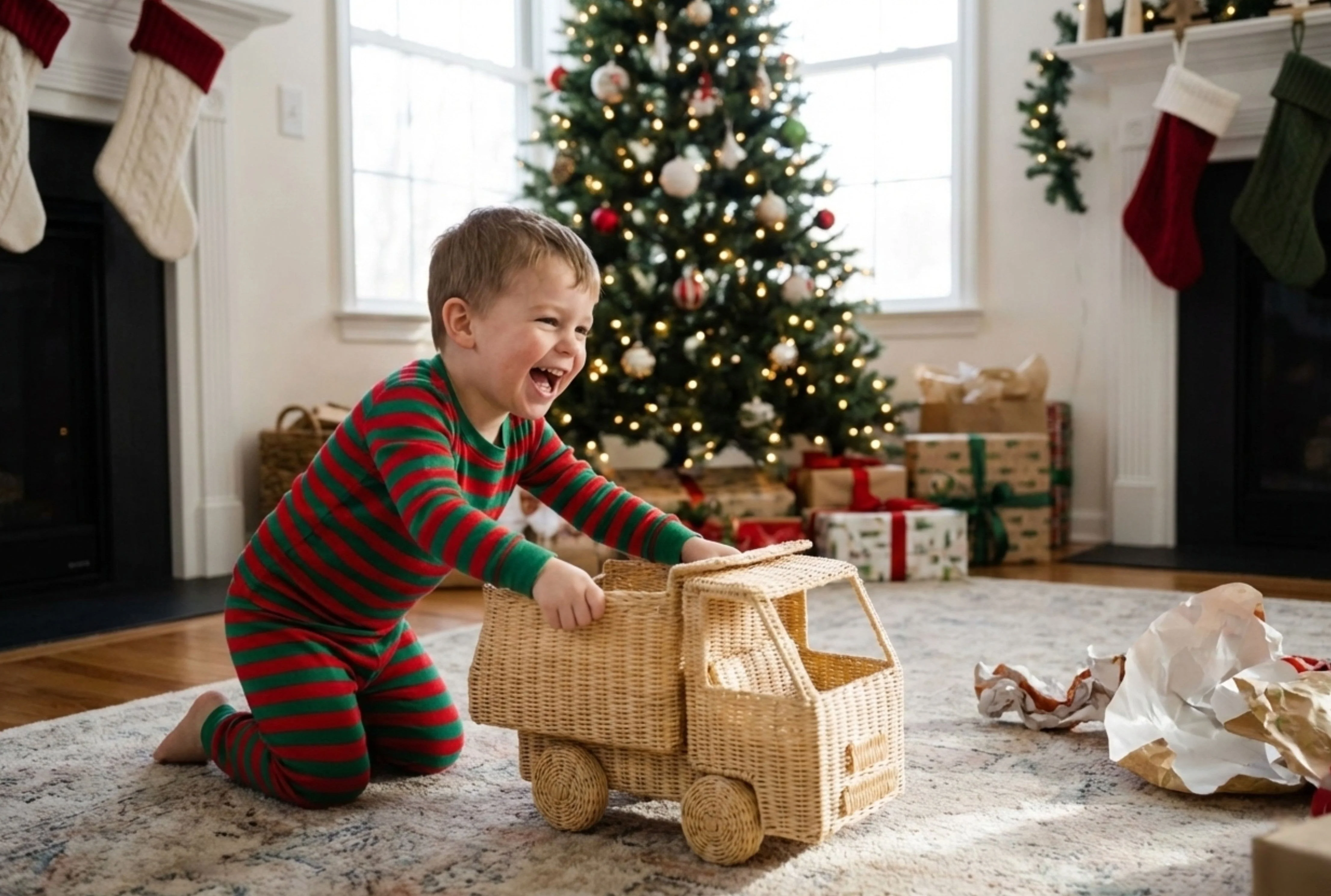 The Eco-Hauler: Handwoven Rattan Dump Truck | Kids Toy Truck - Image 3