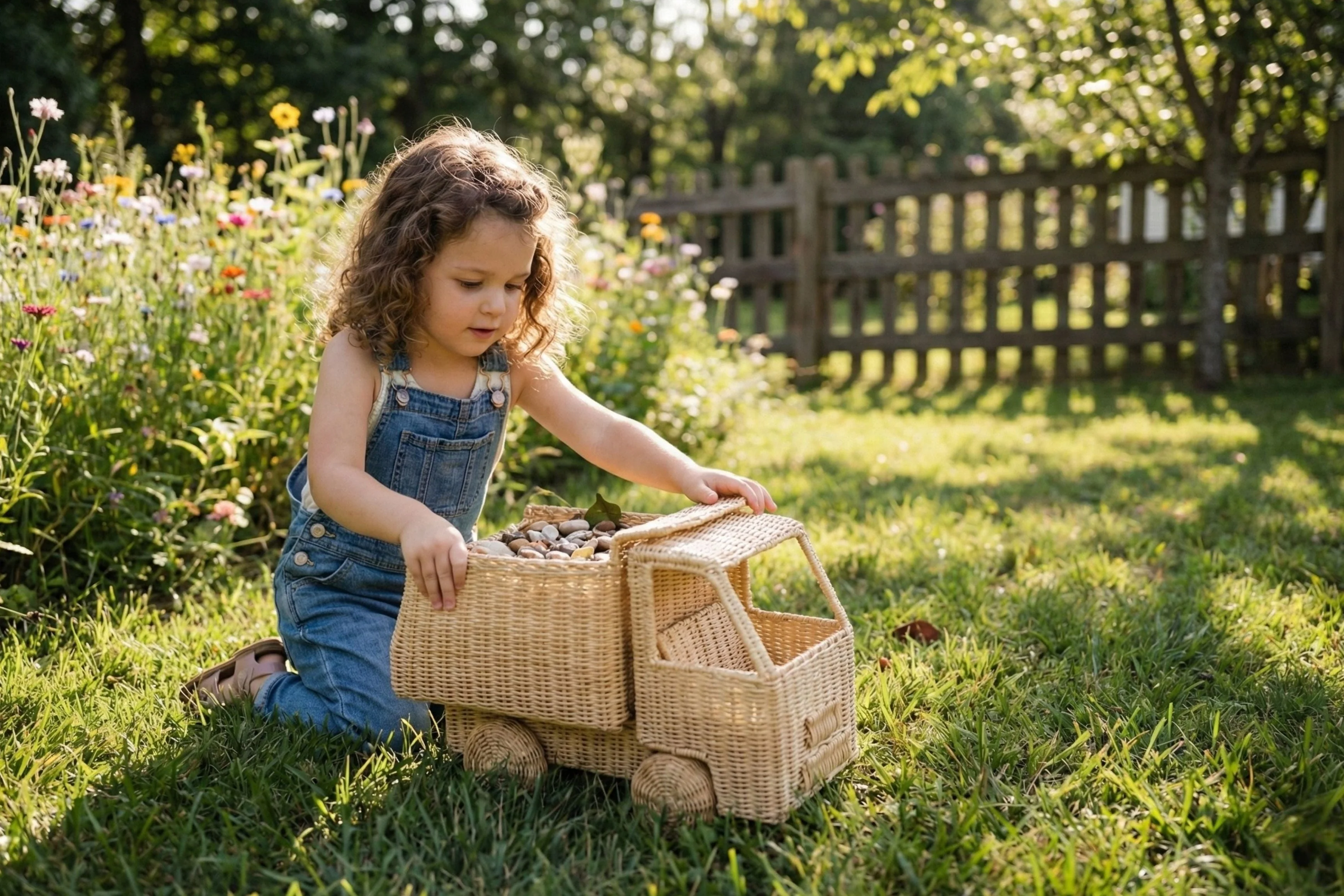 The Eco-Hauler: Handwoven Rattan Dump Truck | Kids Toy Truck - Image 4