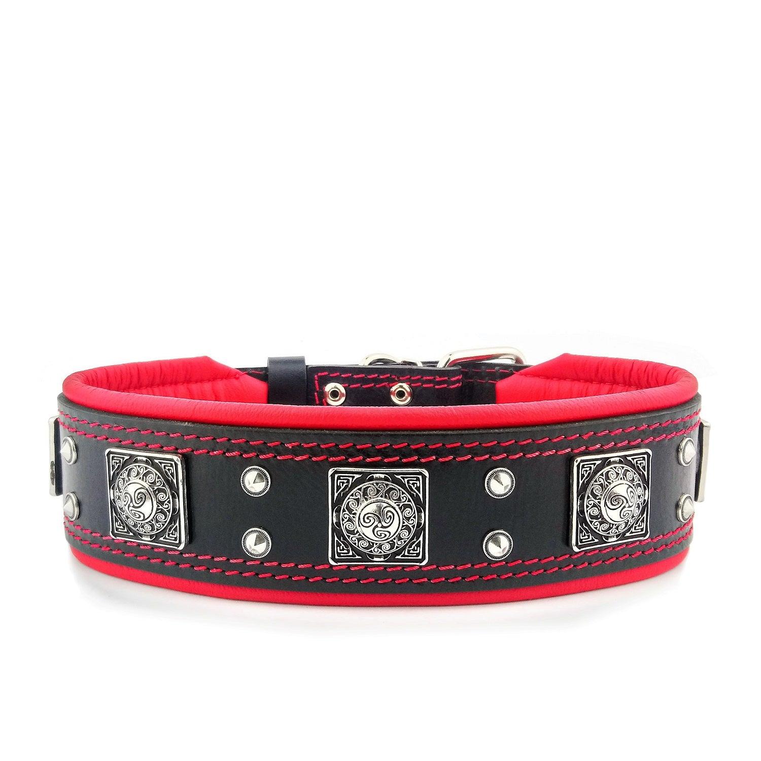 The "Eros" collar 2.5 inch wide black & red - Image 2