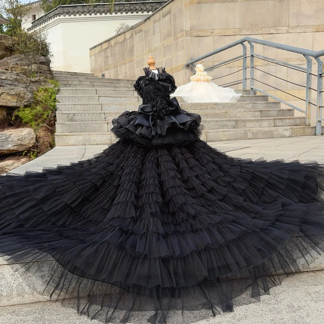 The Midnight Princess Gown - Luxury Black Lace Dress - Image 9