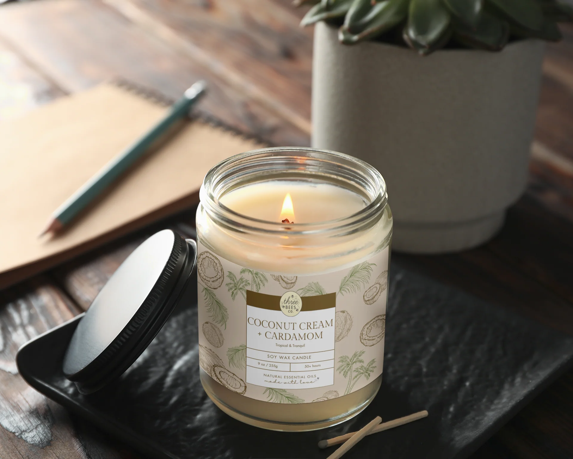 Three Bees Scented Soy Candle - 9oz - Image 20