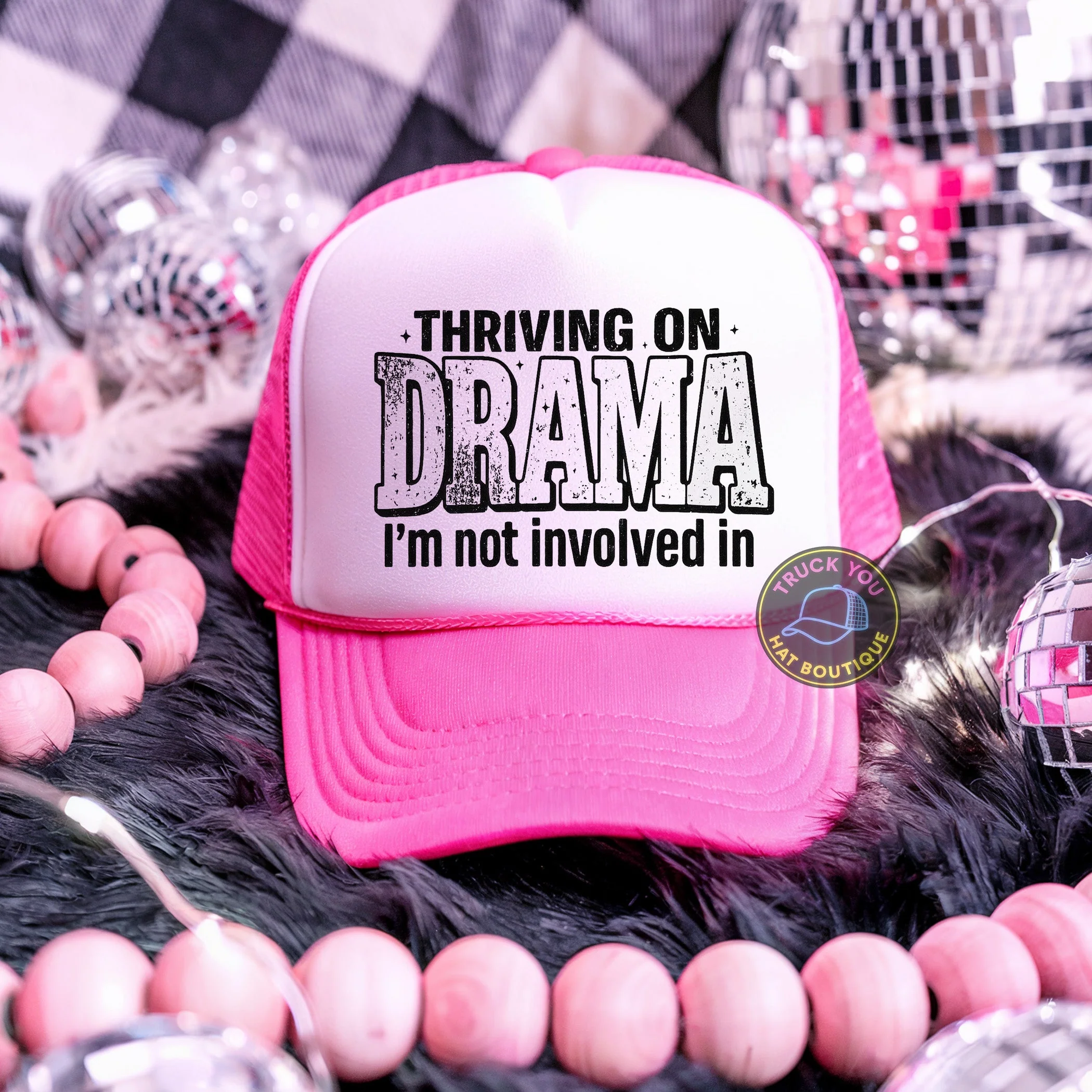 Thriving On Drama I'm Not Involved In Adult Otto Foam Trucker Hat - Image 2